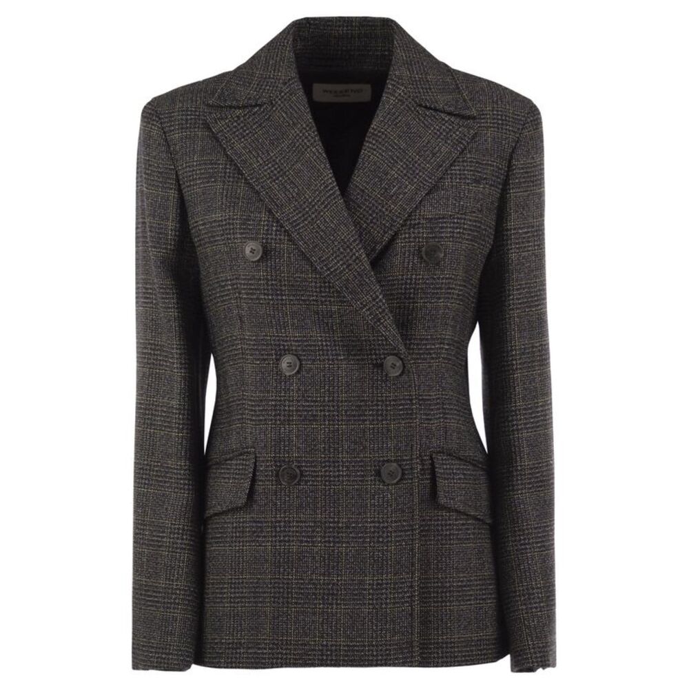 Weekend Maxmara Women Wkdocchio - Double-Breasted Virgin Wool Checked Blazer